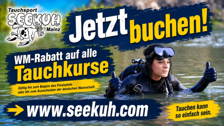 Tauchsport Seekuh WM-Rabattaktion mit 50 Prozent Start-Rabatt auf Tauchkurse in Mainz